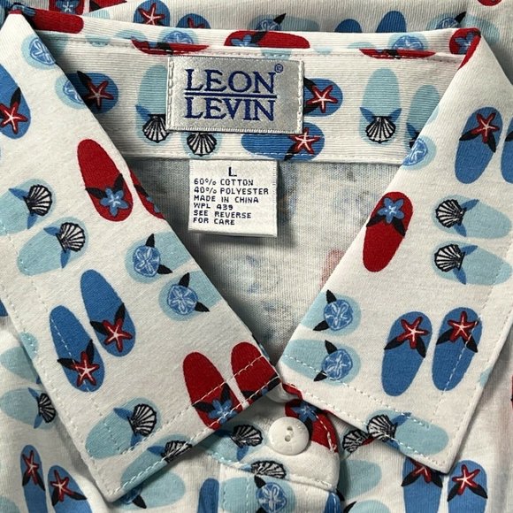 New Leon Levine Polo Shirt Women's Large Short Sleeve Blouse Flip-flop P… - Picture 4 of 9